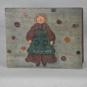 The Button Lady Wood Box Marina Alexee Grant 1997